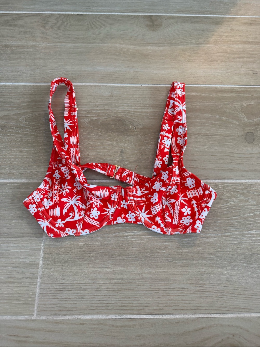 Kulani Kinis Red Floral Underwire Bikini Top